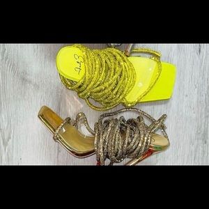 Yellow lace up heels